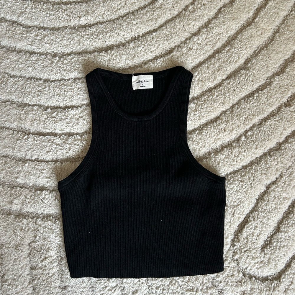 Aritzia Black Ribbed Tank Top Cropped